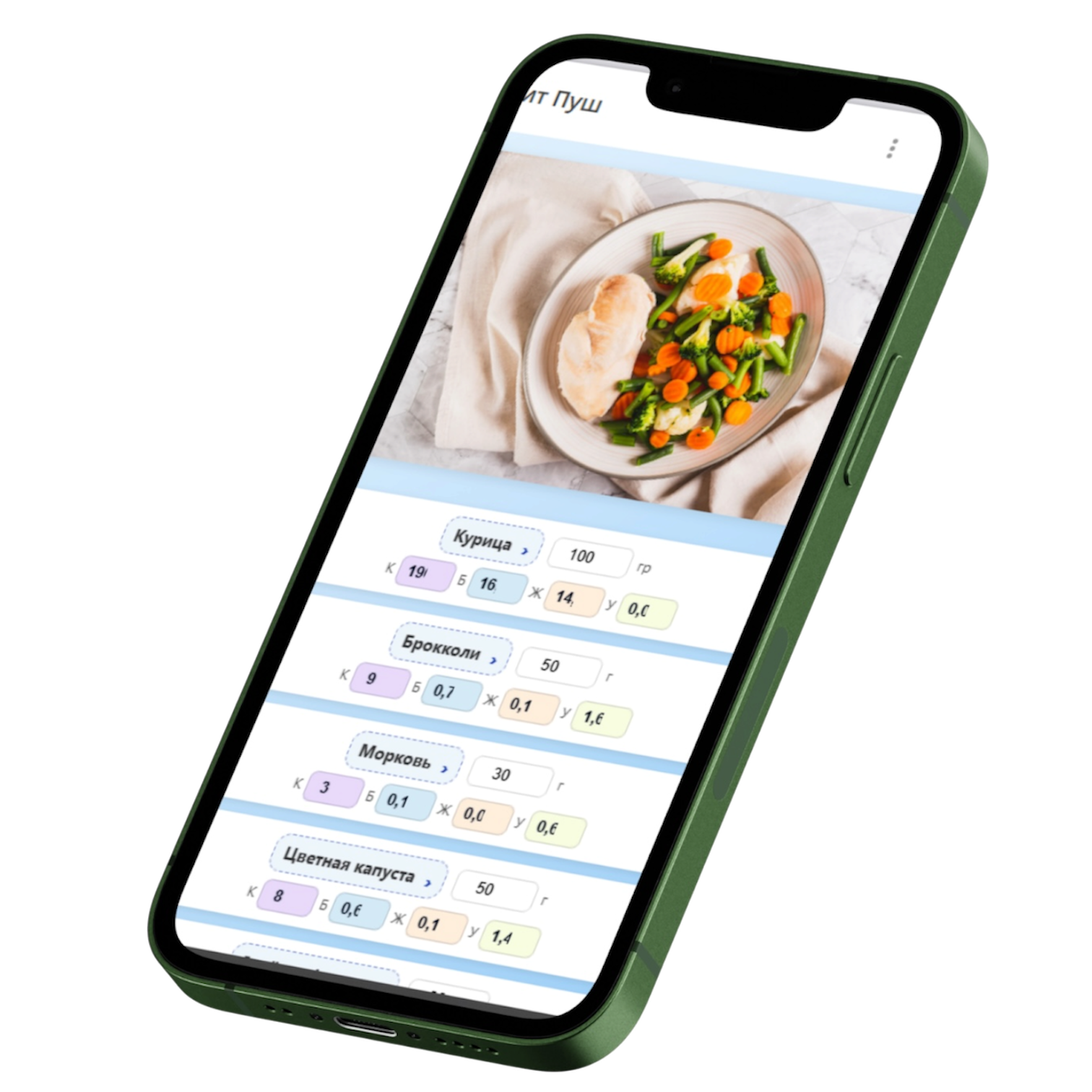 Fit Push app screen